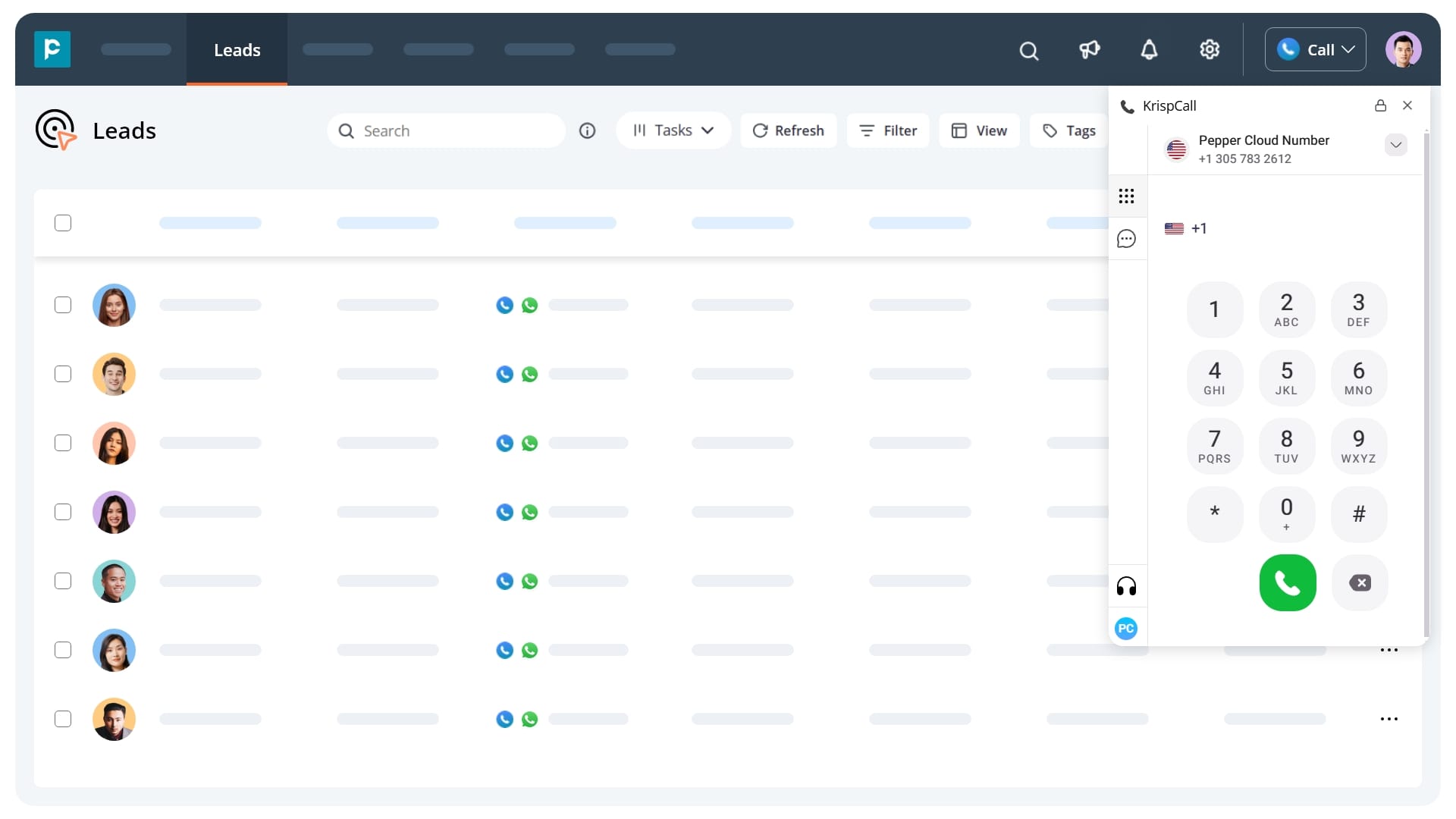 KrispCall dialer within CRM